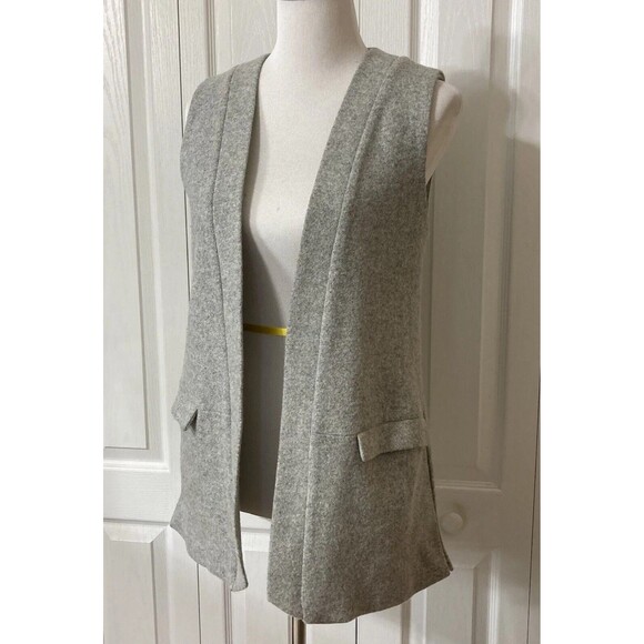 Womens Vest Anthropologie Elevenses Gray Woven Wool A Line Open Lined - Picture 3 of 11